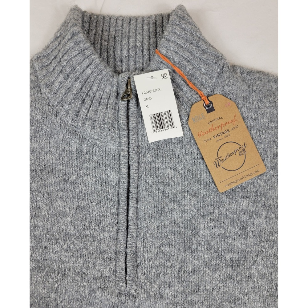 Weatherproof Vintage NWT Mens XL Grey‎ Quarter Zip Pullover Sweater Soft Stretch - Picture 2 of 9